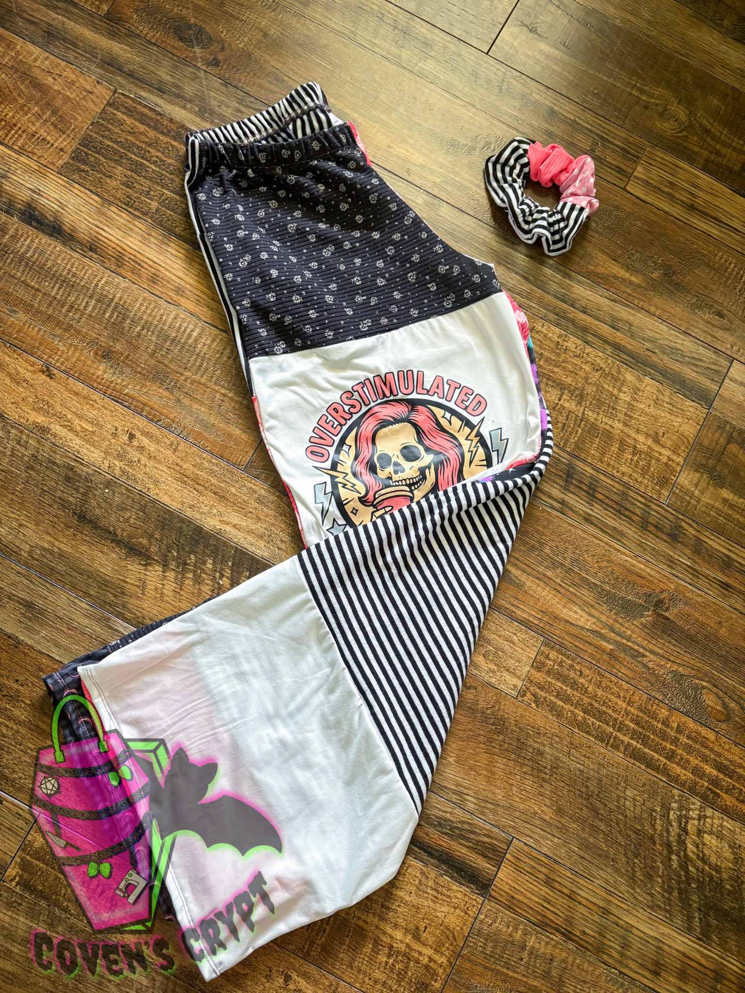 Pink Upcycle Pants & Matching Scrunchie - Size 16