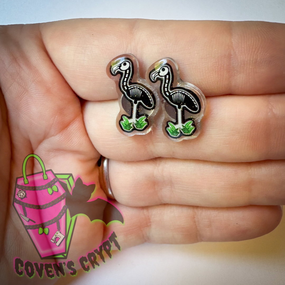 Skeleton Flamingo Earrings