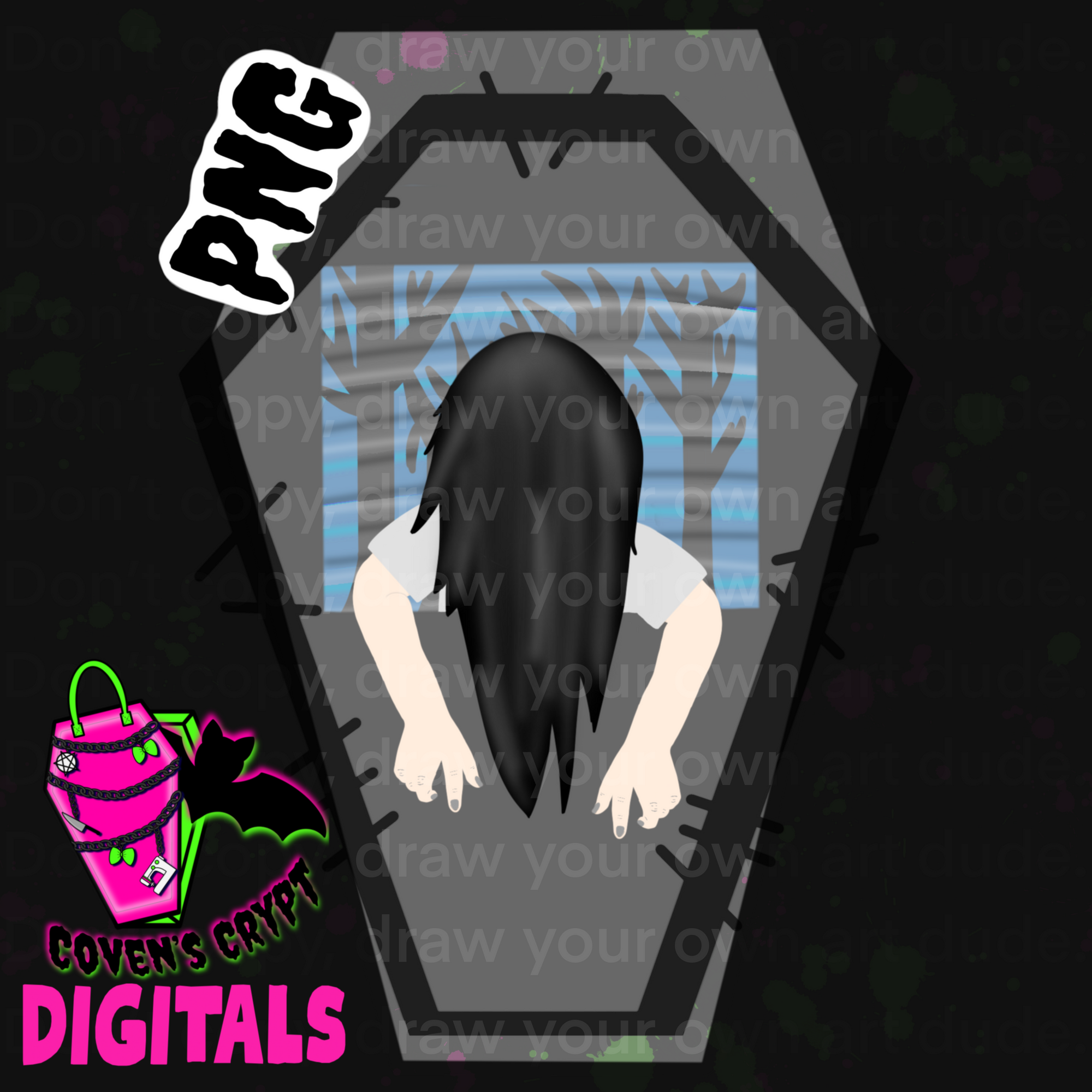 Horror Coffin Patchwork Seamless, Coord & PNG