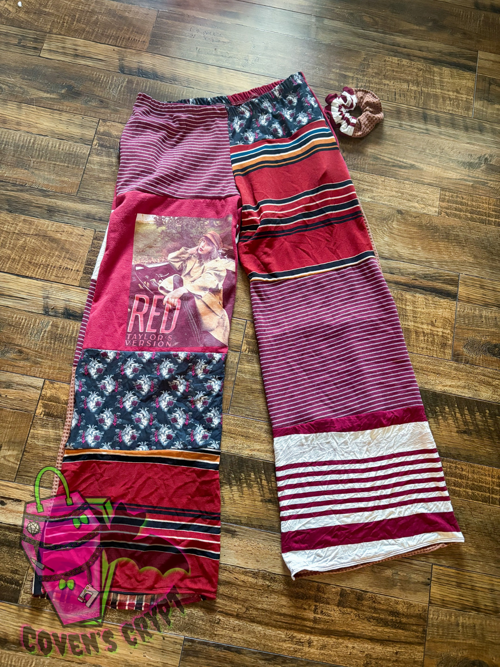 Maroon Upcycle Pants & Matching Scrunchie - Size 16