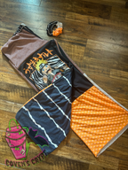 Orange & Black Upcycle Pants & Matching Scrunchie - Size 20