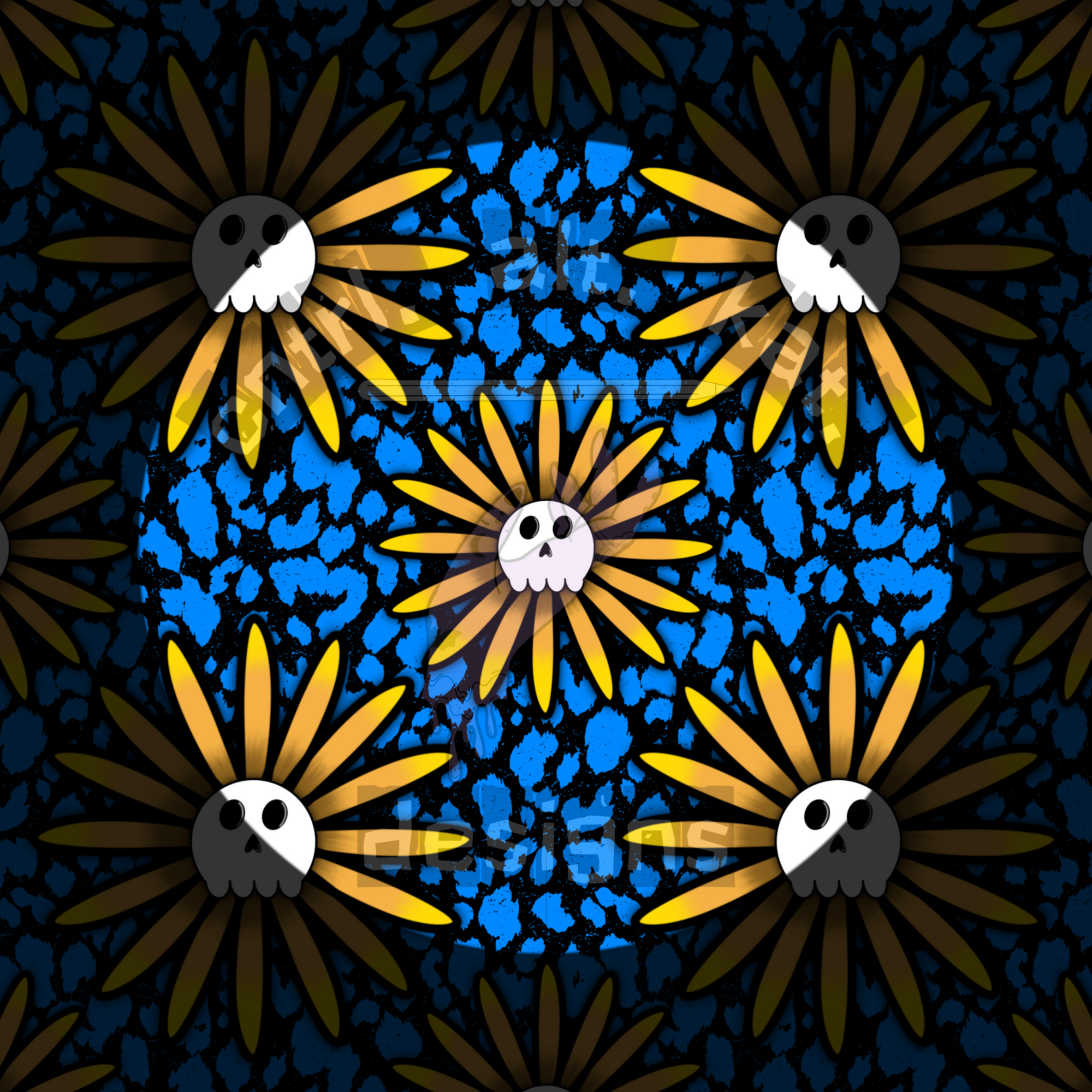 Sunflower Skulls Seamless Files