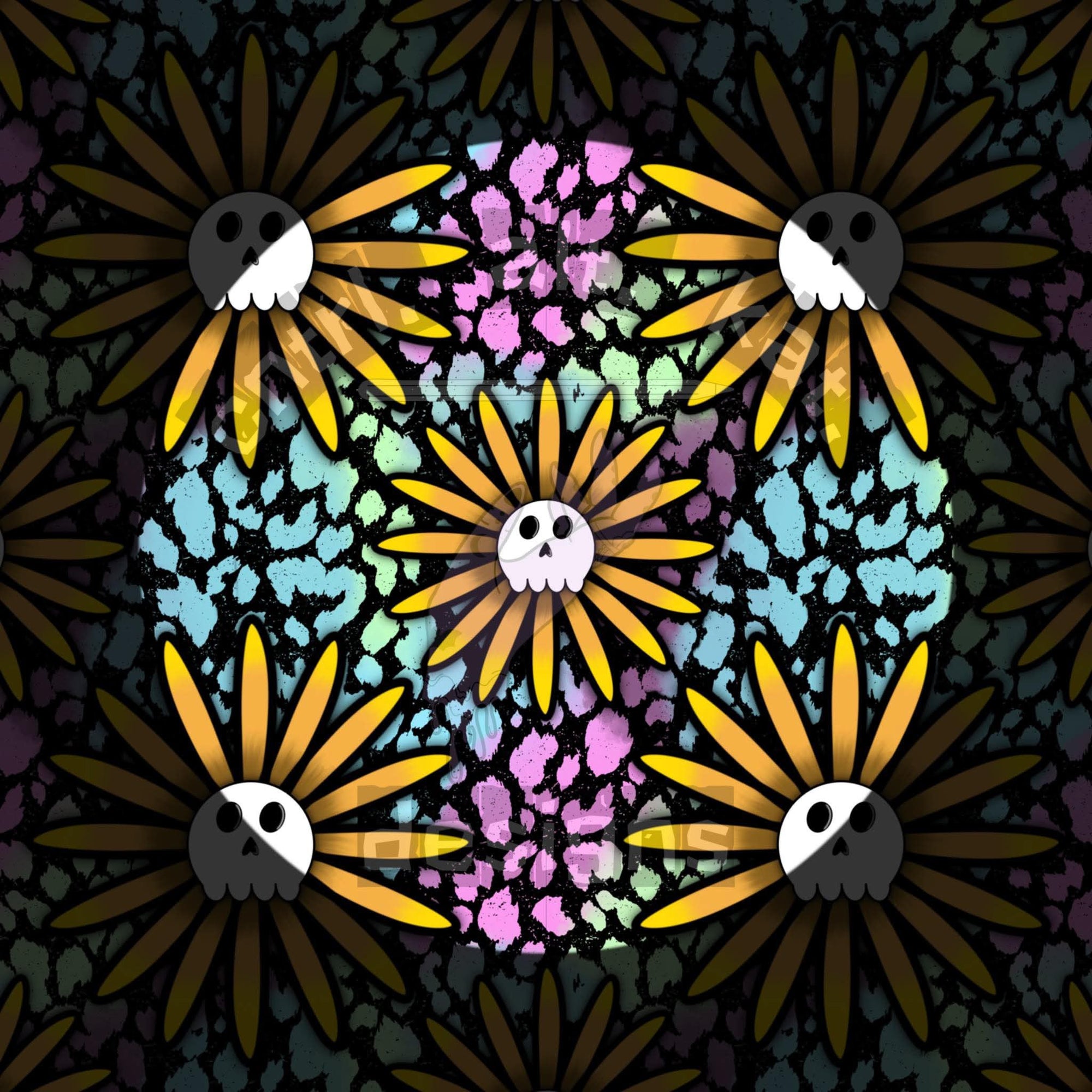 Sunflower Skulls Seamless Files
