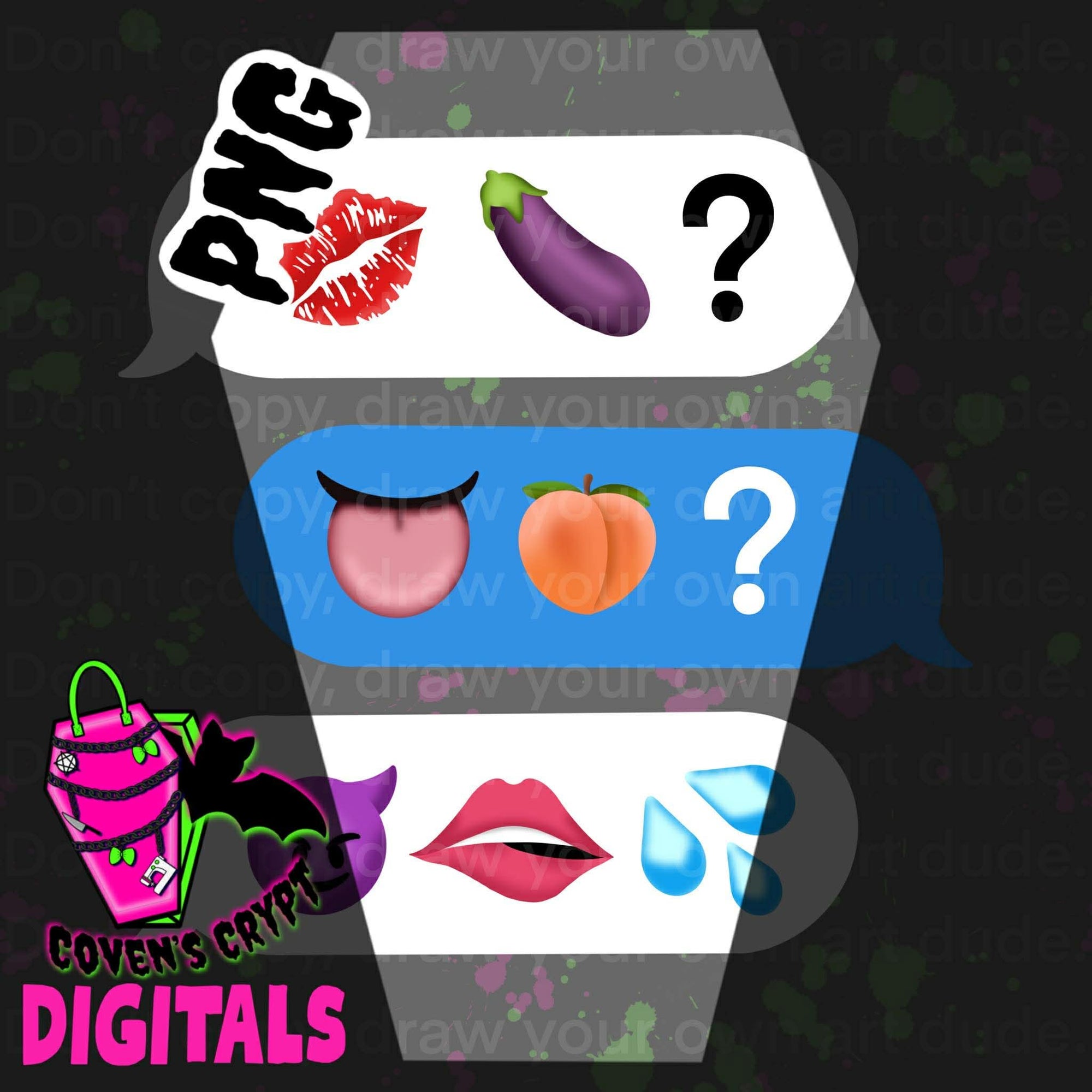 Naughty Emojis Seamless & PNG