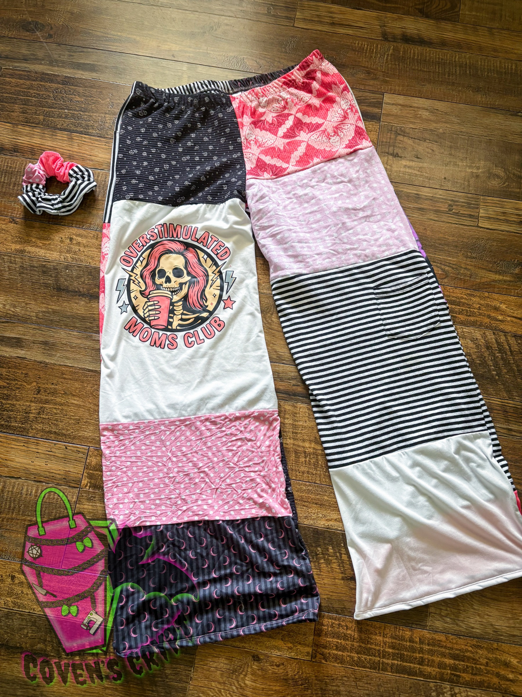 Pink Upcycle Pants & Matching Scrunchie - Size 16