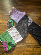 Purple & Green Upcycle Pants & Matching Scrunchie - Size 12