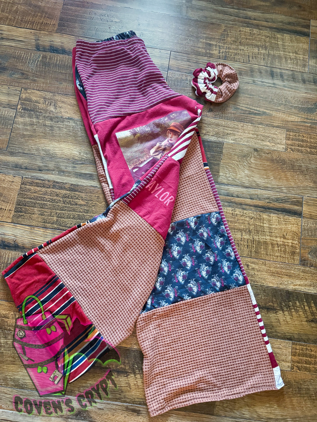 Maroon Upcycle Pants & Matching Scrunchie - Size 16