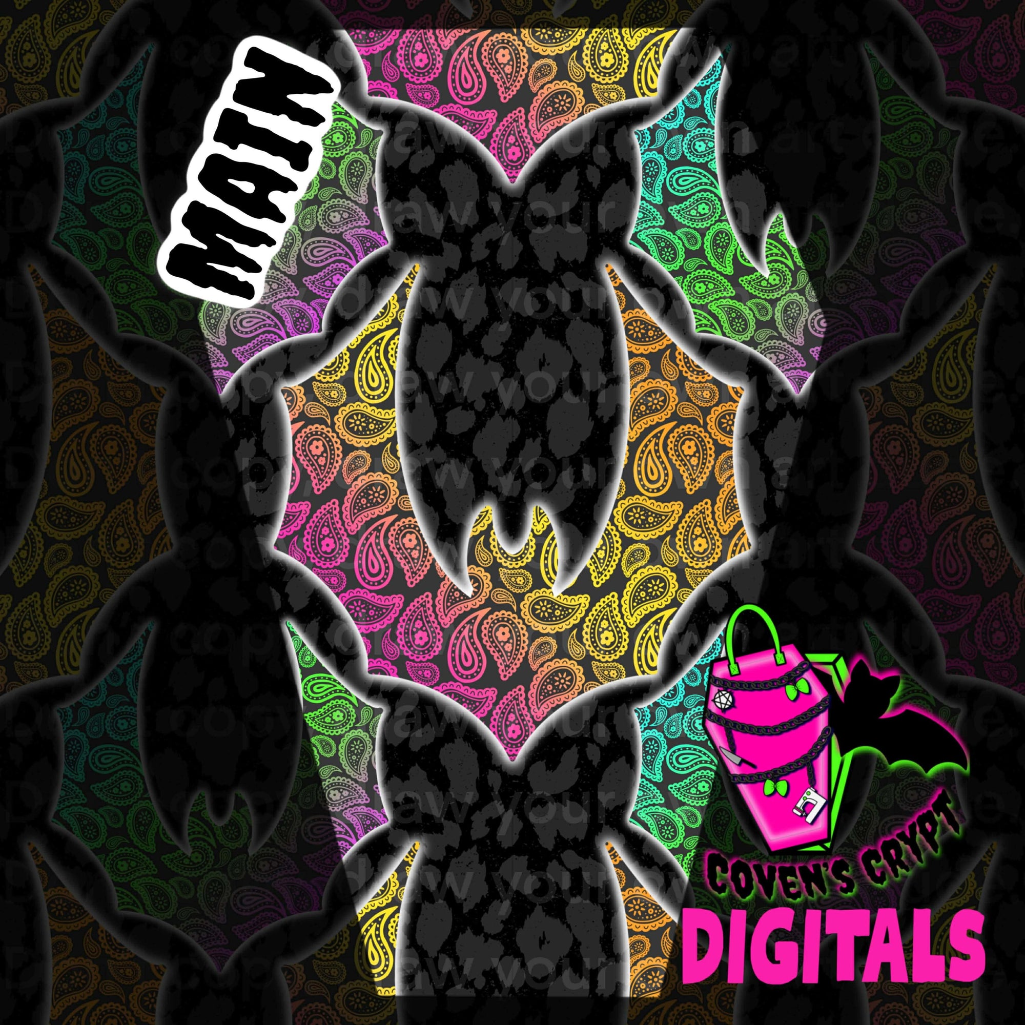 Rainbow Paisley Bats Seamless File