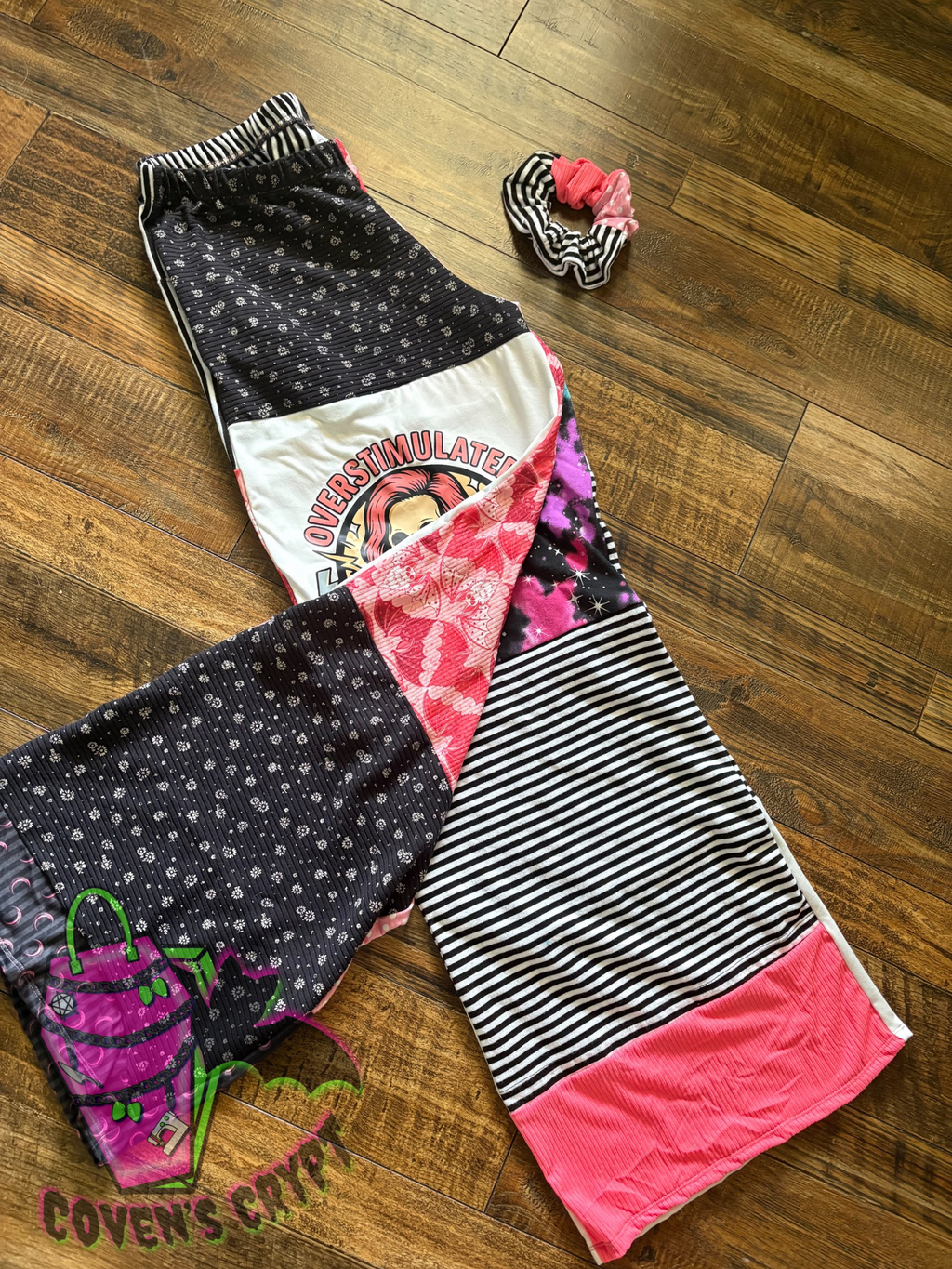 Pink Upcycle Pants & Matching Scrunchie - Size 16