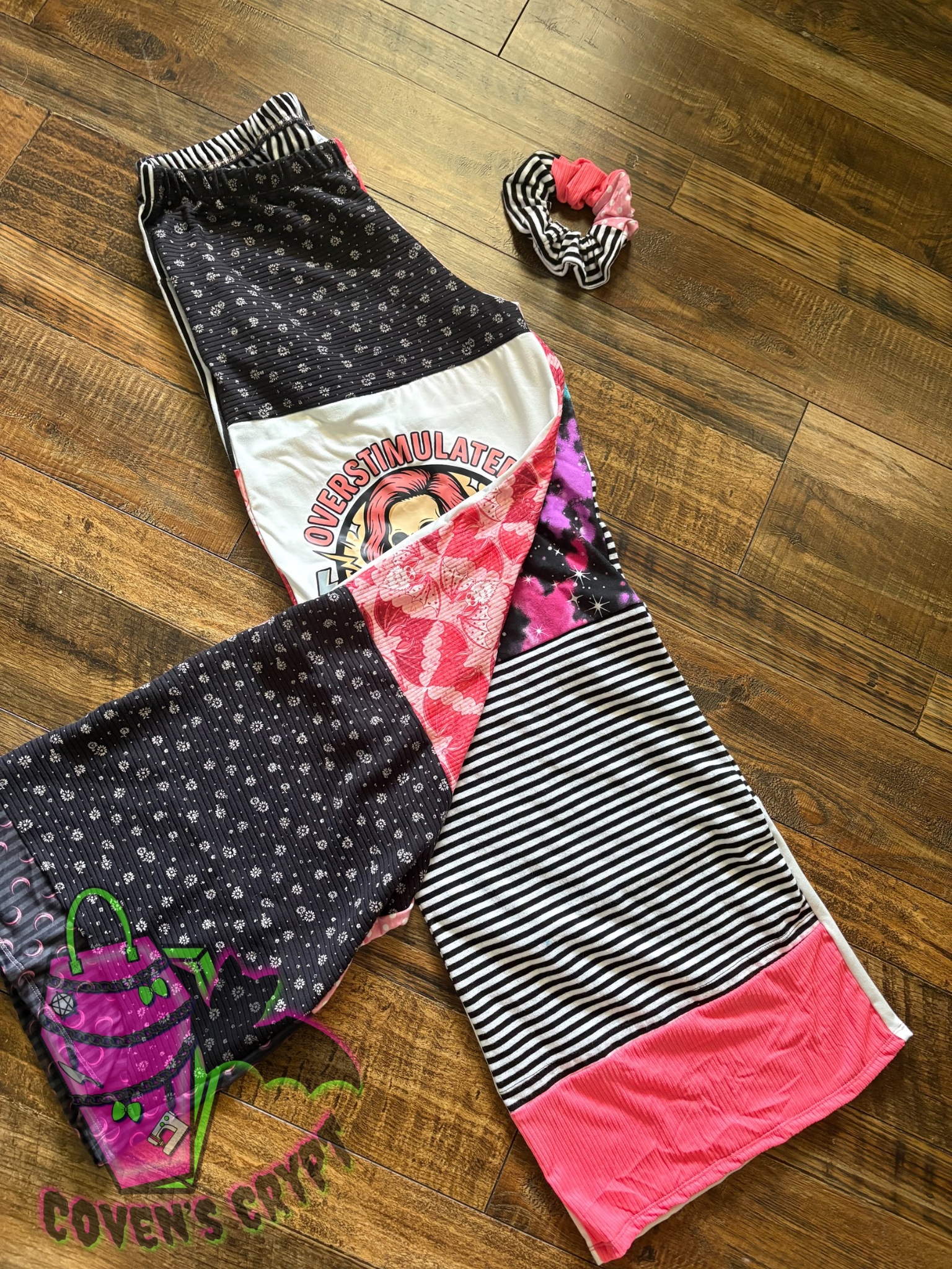 Pink Upcycle Pants & Matching Scrunchie - Size 16