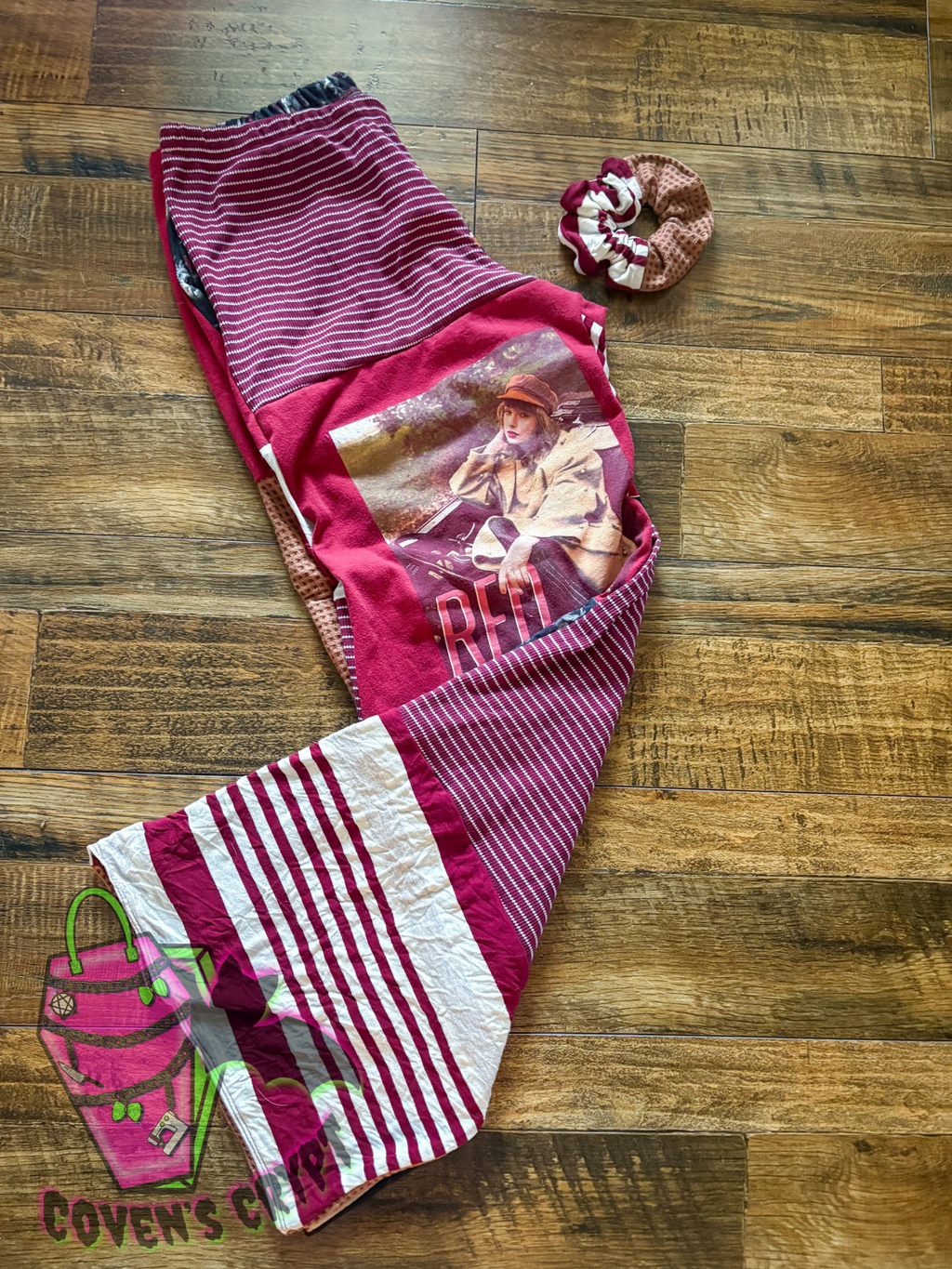 Maroon Upcycle Pants & Matching Scrunchie - Size 16