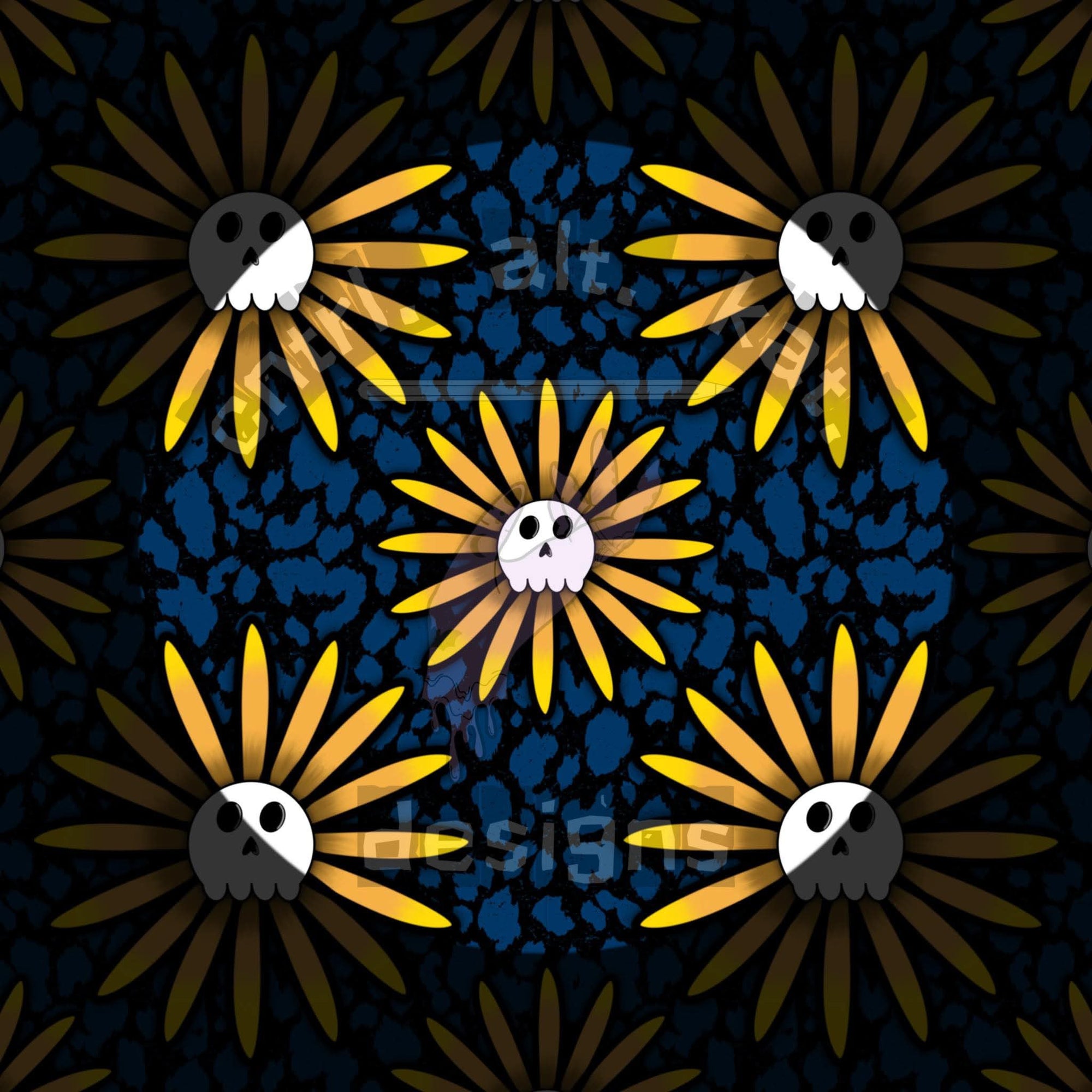 Sunflower Skulls Seamless Files