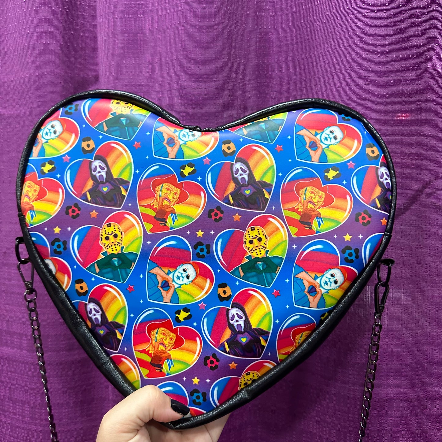 Rainbow Hearts Crossbody Purse