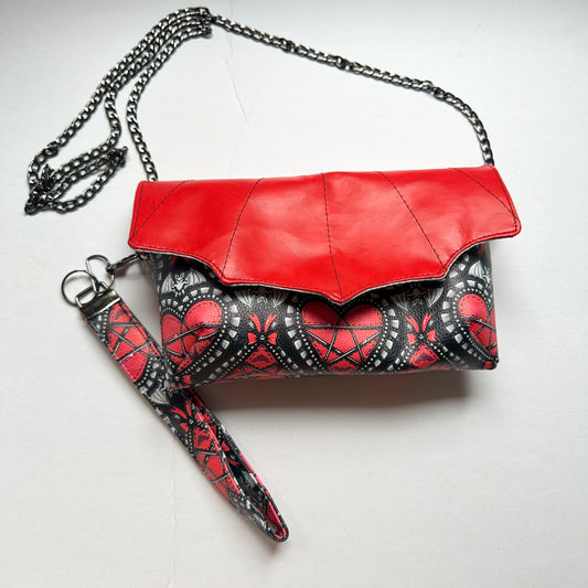 Bat Hearts Two Way Clutch - Bat Wing Flap